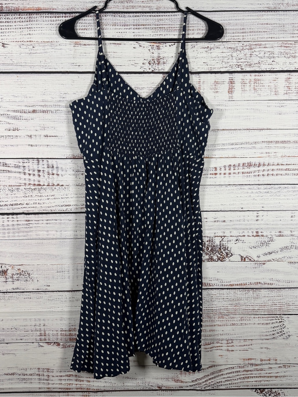 GAP Navy White Polka Dot Fit & Flare Cami Mini Dress XL Rayon - Picture 4 of 6